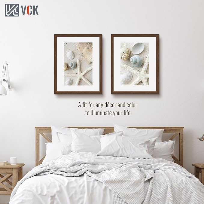 VCK 22x28 Picture Frame 3 Pack, Brown Wood Poster Frame with Exclusive Wood Grain, Wall Mounting Hanging