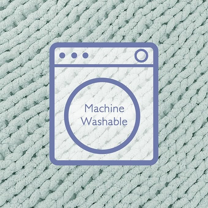 Bigacogo Chunky Knit Throw Blanket for Couch, 51x63 inches, 100% Hand Knitted with Thick Jumbo Chenille Yarn, Cozy Soft Large Rope Knot Cable Crochet Blankets for Sofa Bed Living Room, Mint