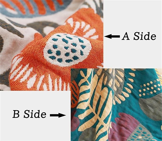 Throw Blanket Queen Size Summer Blanket for Couch Bed 80''x90'',100% Cotton Woven Muslin Blankets Travel Soft Warm Mexican Blanket Boho Quilt Home Decor for Women