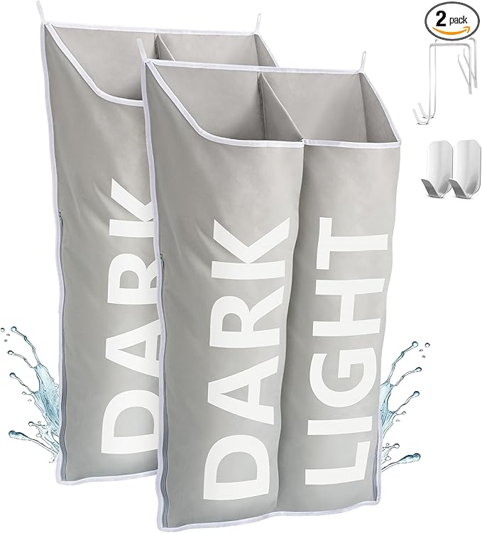 Hanging Laundry Hamper Bag XL 40x22", Space Saving over the Door Storage Bags, Behind the Door Hampers for Dirty Clothes & Wall Mounted Basket for Bathroom, Organizer for Small Room Spaces RV
