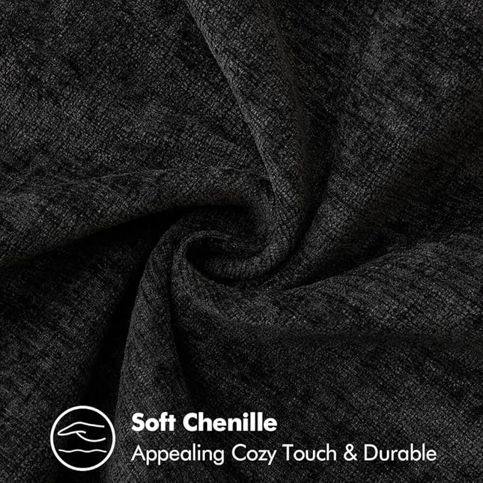 MIULEE Pack of 2 Couch Throw Pillow Covers 20x20 Inch Black Farmhouse Decorative Pillow Covers with Stitched Edge Soft Chenille Solid Dyed Spring Pillow Covers for Sofa Bed Living Room