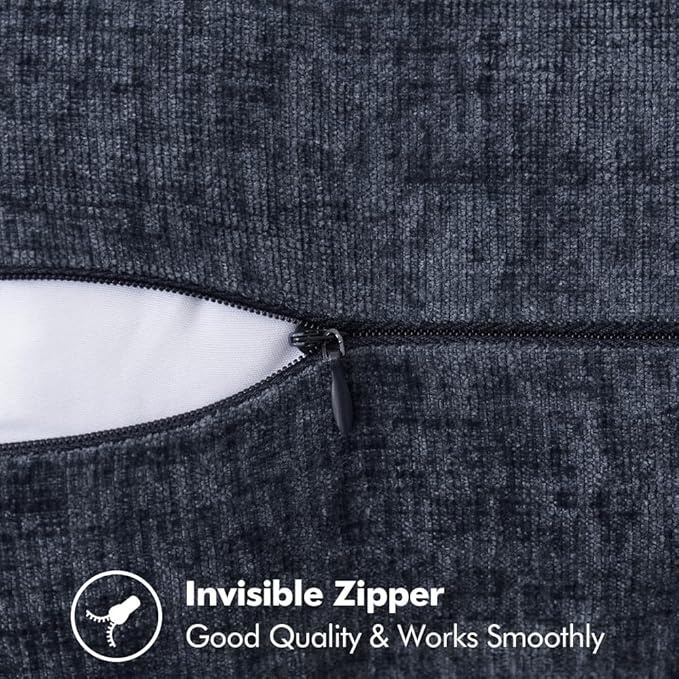 MIULEE Pack of 2 Couch Throw Pillow Covers 18x18 Inch Dark Blue Farmhouse Decorative Pillow Covers with Stitched Edge Soft Chenille Solid Dyed Spring Pillow Covers for Sofa Bed Living Room