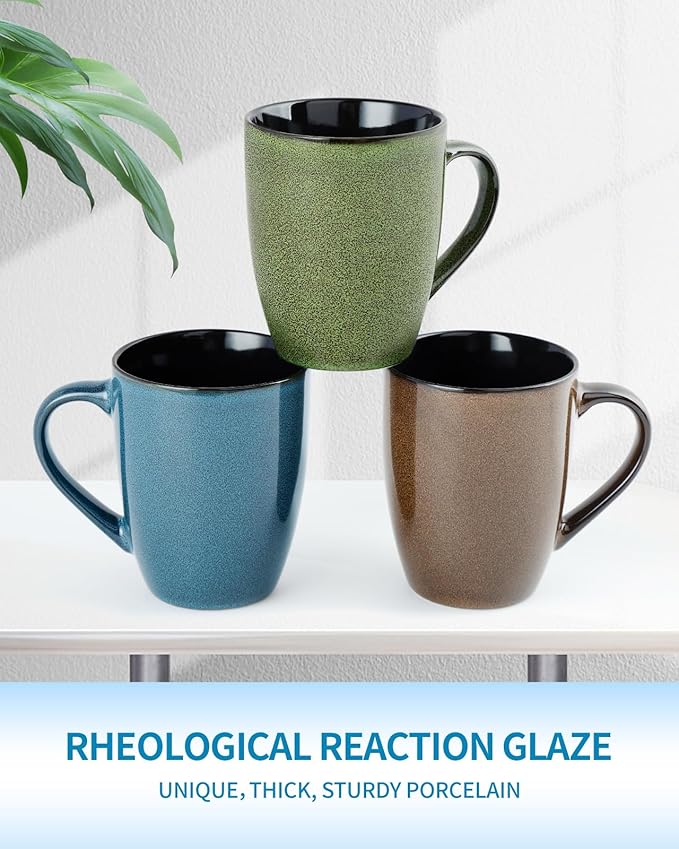 SEDEME Brown 12oz Rustic Ceramic Mugs (4 Pack) - Handle Coffee Mugs for Hot Drinks