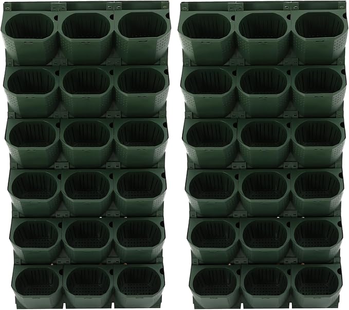 Self Watering Wall Planter | 36 Pots Vertical Garden Planter for Indoor Plants | Wall-Mounted Stackable wall planter | Hanging Plant Flower Pot Holder | 10.56 Fl Oz Each Individual Pot | Army Green
