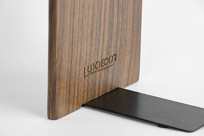 Large Bookend Hold Heavy Books- 7x4x5in 3 Pack Wood Bookends for Heavy Books Heavy Duty Walnut Book Ends for Men Wood Bookends for Office Desk Non-Skid