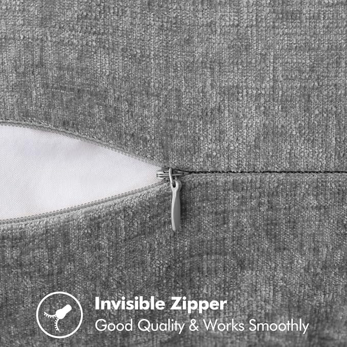 MIULEE Pack of 2 Couch Throw Pillow Covers 16x16 Inch Dark Gray Farmhouse Decorative Pillow Covers with Stitched Edge Soft Chenille Solid Dyed Spring Pillow Covers for Sofa Bed Living Room