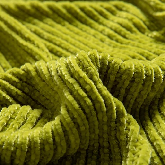 lifein Throw Blanket for Couch, Soft Green Boho Decor Bed Throw,Cozy Knitted Chenille Small Farmhouse Lightweight Throw for Spring(Green,50 * 60")