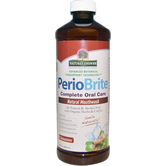 Nature's Answer Periobrite Alcohol-Free Mouthwash, Cinamint, 16 Ounce (2 Pack) | Fluoride Free | Breath Freshener | Stain Remover | Natural Teeth Whitener