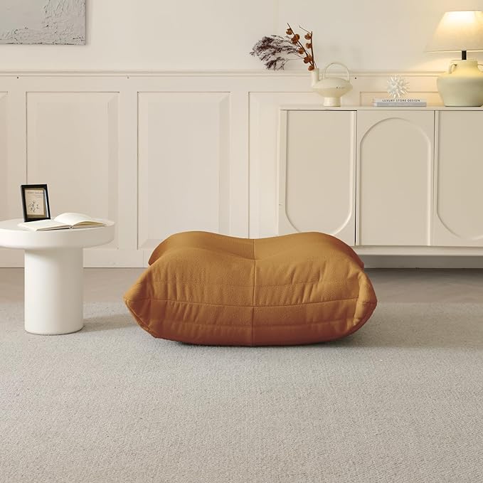 Luxury Ottomans, Modern Square Foot Rest for Sofa Couch Chair, Lazy Floor Seating, Fireside Bean Bag Chair, Tatami Sofa Lounger for Living Room, Bedroom, Office, Brown