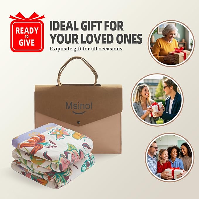 Cotton Throw Blanket Pure Cotton Floral Pattern Large Throw Blanket for Bed Summer Blanket Throw Farmhouse Decor Sofa Cover Bed Decoration (80"x90",05-Butterfly and Flower)