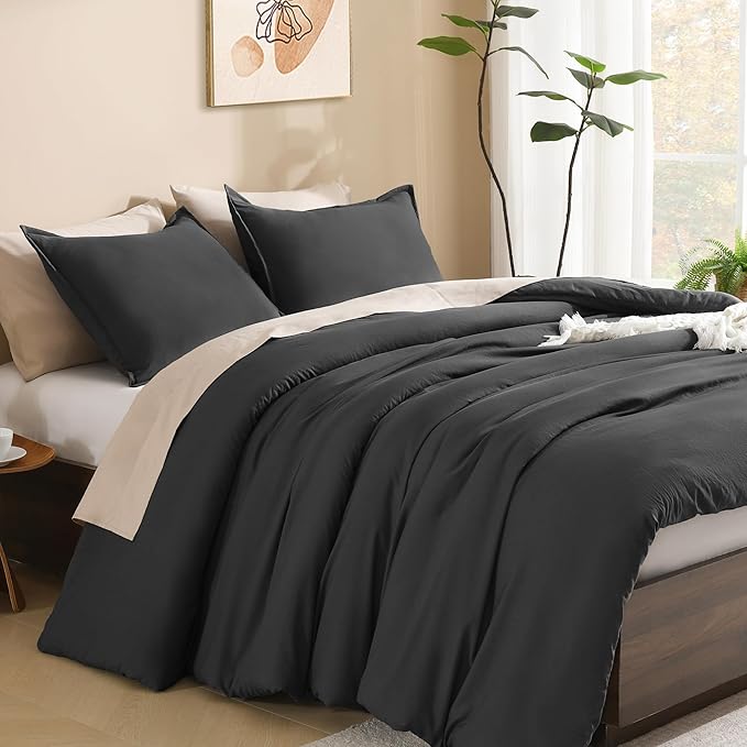 Litanika Grey Comforter Set Twin/Twin XL Size, 2 Pieces Lightweight Plain Bedding Comforter Set, All Season Fluffy Bed Set (66x90In Comforter & 1 Pillowcase)