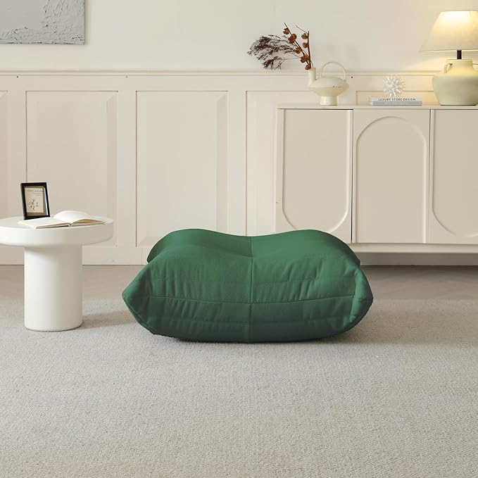 Luxury Ottomans, Modern Square Foot Rest for Sofa Couch Chair, Lazy Floor Seating, Fireside Bean Bag Chair, Tatami Sofa Lounger for Living Room, Bedroom, Office, Green