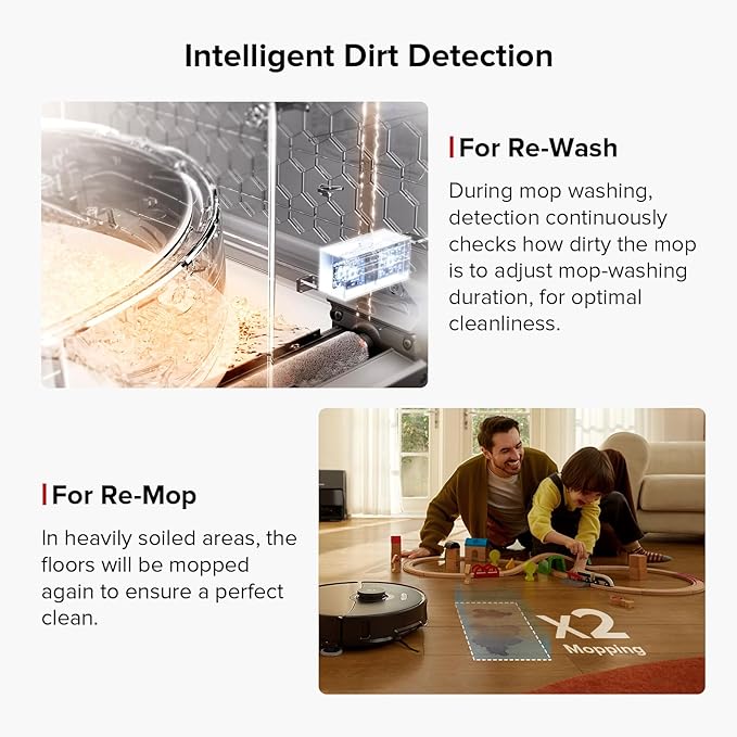 roborock S8 Max Ultra Robot Vacuum and Mop, All-in-One Dock, PreciSense LiDAR Navigation, Smart Dirt Detection, Self-Emptying, 8000Pa Suction for Various Floors, 20mm Auto Lifting for Carpet, Black