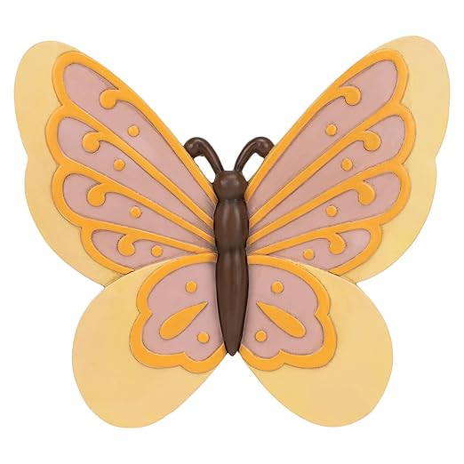 NAT & Jules Animal Character Shaped Dimensional Indoor Outdoor 11 inch Cast Resin Decorative Garden Stepping Stone, Patio, Walkway Sculpture Yard Art, Yellow Butterfly