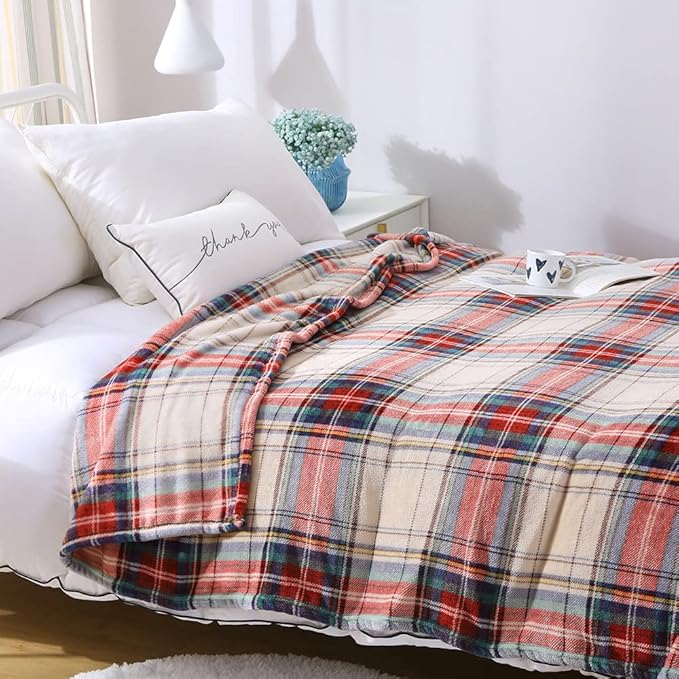 MERRYLIFE Plaid Throw Blanket for Couch | Soft Decorative Ultra-Plush Colorful| Throw Size Travel Blanket Plush|(50" 60",Tartan)