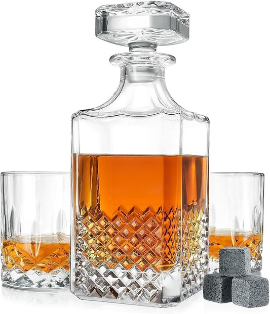 Luxury Gift For Men – Whiskey Decanter Set For Beloved Husband Or Dad Birthday Gift – 2 Whiskey Glasses And Decanter Set Is a Great Gift Idea for Whisky, Bourbon, Scotch lovers…