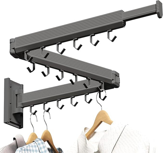 Laundry Drying Rack,Drying & Clothes Rack,Wall Mounted,Retractable & Collapsible, Grey