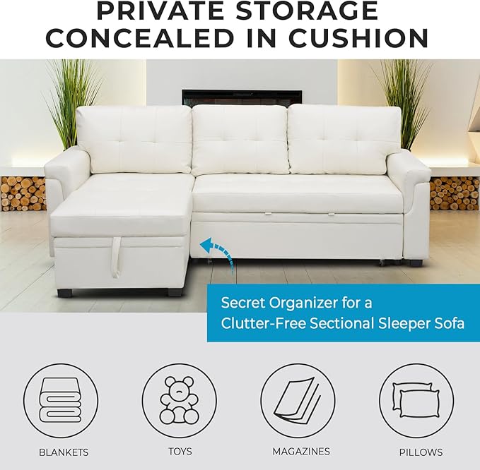 Naomi Home Laura Sectional Sofa White/Air Leather