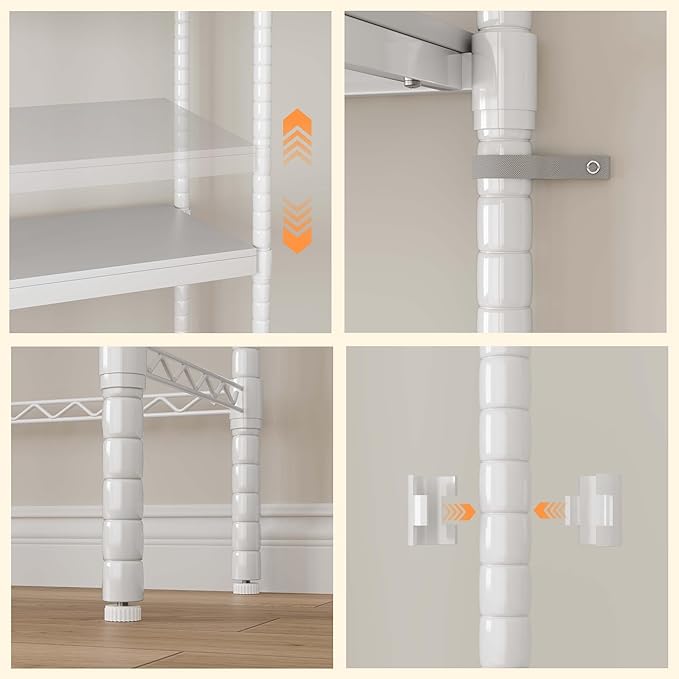 5-Tier Over-The-Washer Shelf - Adjustable 28" Laundry Organizer with 100lb Double Wood Shelves, Space-Saving Storage Unit for Small Homes (White)