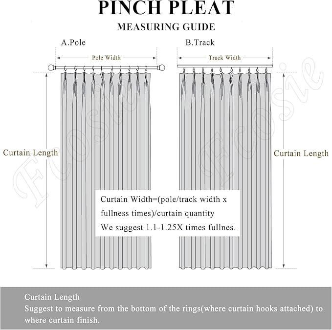 100% Blackout Linen Textured Drapes for Bedroom Pinch Pleated Curtains for Track System Portable Drapery for Sliding Glass Door/Storage/Space Room Divider, 70" Wx84 L, 1 PC, Light Grey