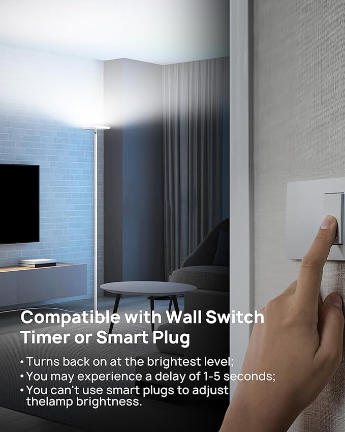 TROND Floor Lamp, LED Torchiere Uplight Lamp, 5 Brightness Aluminum Modern Standing Light, 5500K Natural Daylight, 5000 lm, 71in Tall, 30 Mins Timer, Detachable, for Office Living Room Bedroom, Silver