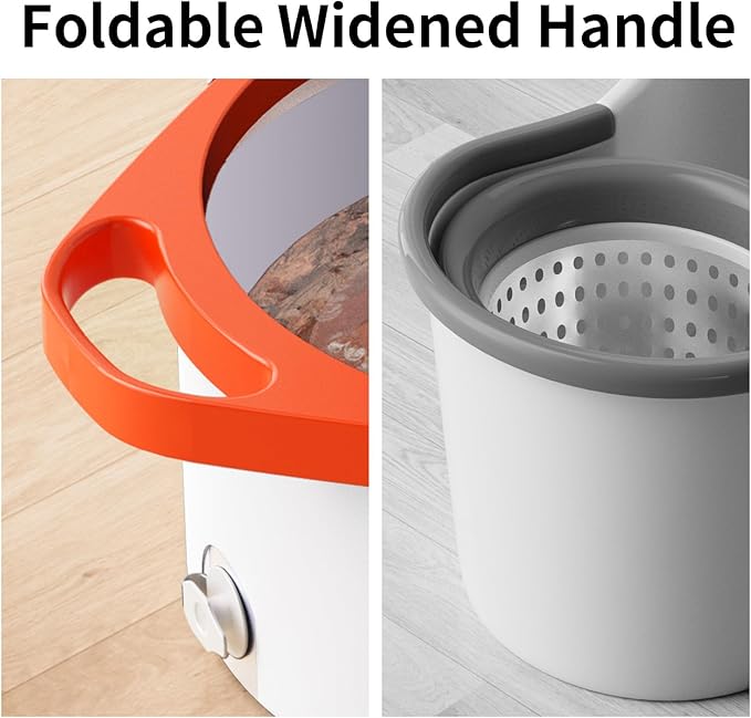 Spin Mop and Bucket with Separate Dirty and Clean Water,360° Spin Mop and Bucket System with Widening Foldable Handle,4 Replaceable Mop Pads,Square Mop for Floor Hardwood Marble Wall Cleaning