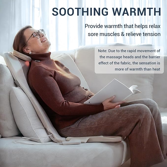 Mynt FSA HSA Eligible Foldable Back Massager, Chair Massager with Soothing Heat, Flexible Massage Chair Pad with Soft S-Curve Longer Track Adjustable Pillow for Diverse Body Contours, FSA/HSA Approved
