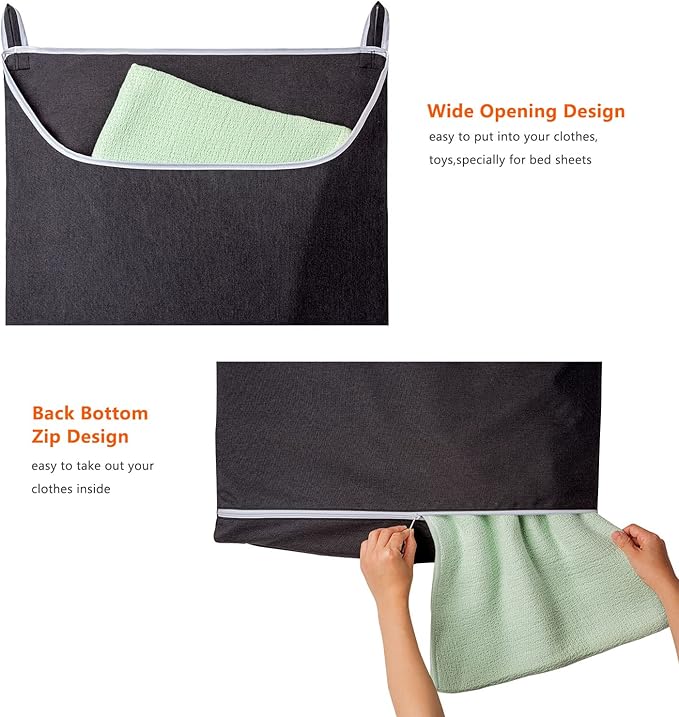 XL Hanging Laundry Hamper Bag, Black Door Hanging Hamper with Large Openging Hanging Laundry Hamper Storage Bag Large Size 36X22 Inch (Black)