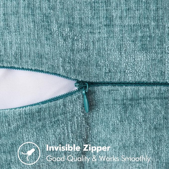 MIULEE Pack of 2 Couch Throw Pillow Covers 18x18 Inch Coastal Smoke Blue Farmhouse Decorative Pillow Covers with Stitched Edge Soft Chenille Solid Dyed Spring Pillow Covers for Sofa Bed Living Room