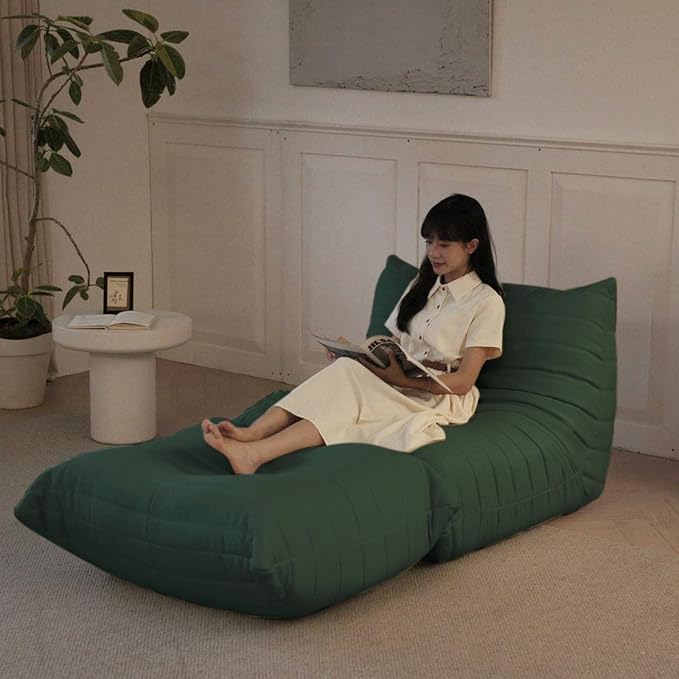 Luxury Ottomans, Modern Square Foot Rest for Sofa Couch Chair, Lazy Floor Seating, Fireside Bean Bag Chair, Tatami Sofa Lounger for Living Room, Bedroom, Office, Green