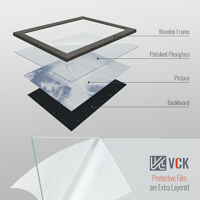 VCK 16x20 Picture Frames for Wall - 3 pack, Grey Natural Solid Wood Frame, Exclusive Wood Grain