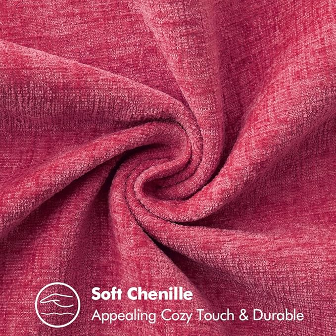 MIULEE Pack of 2 Couch Throw Pillow Covers 20x20 Inch Hot Pink Farmhouse Decorative Pillow Covers with Stitched Edge Soft Chenille Solid Dyed Spring Pillow Covers for Sofa Bed Living Room