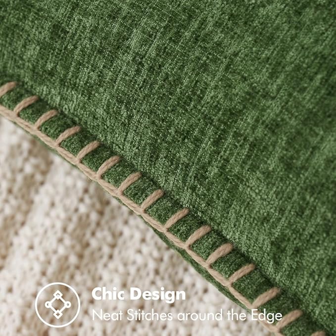MIULEE Pack of 2 Christmas Pillow Covers 12x20 Inch Moss Green Farmhouse Decorative Throw Pillow Covers with Stitched Edge Soft Chenille Solid Dyed Couch Pillow Covers for Sofa Bed Living Room