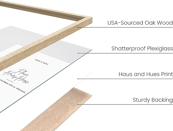 HAUS AND HUES Natural Wood Picture Frames - Set of 6 Frame Sets for Wall Collage, Gallery Wall Frame Set Assorted, Picture Frame Sets for Wall Collage (Two 8x10, Two 11x14, Two 12x16 Beige Frame)