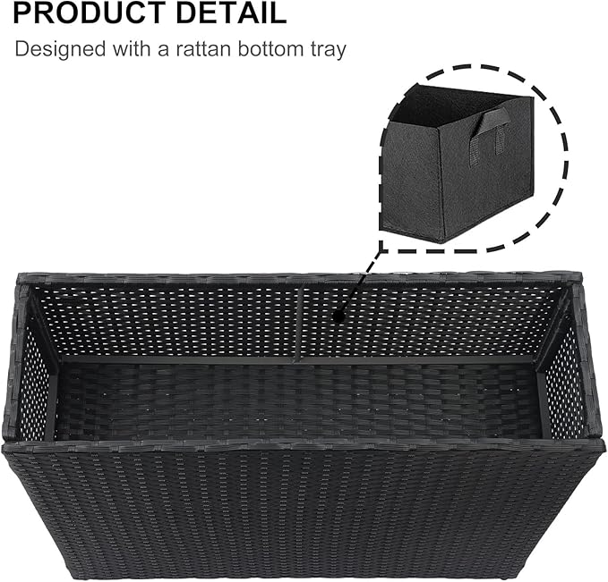 SUNNYPARK Tall Rectangular Planter with Removable Liner, All-Weather PE Rattan Large Modern Planters Indoor Outdoor Flower Plant Pots Garden Box Patio Yard Front Porch Deck