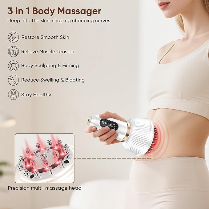 Multford 3 in 1 Body Sculpting Machine & Lymphatic Drainage Massager,Portable Cellulite Massage Tool，Skin Tightening Device for Legs, Arms & Belly, Body,Effectively Tightens The Skin
