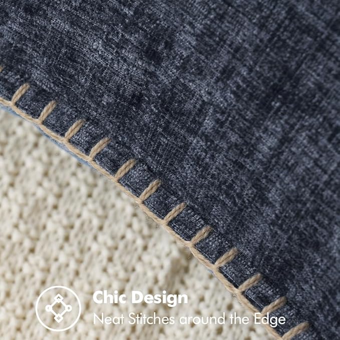 MIULEE Pack of 2 Couch Throw Pillow Covers 18x18 Inch Dark Blue Farmhouse Decorative Pillow Covers with Stitched Edge Soft Chenille Solid Dyed Spring Pillow Covers for Sofa Bed Living Room