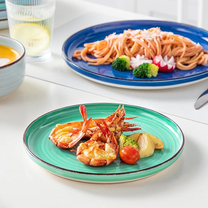 Vancasso Bonita Dinnerware Set - 18 Piece Blue Stoneware Dishes for 6, Plates and Bowls, Dishwasher and Microwave Safe