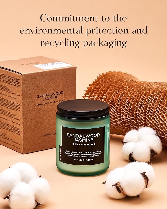 M&SENSE Bamboo Peony Spring Jar Candles for Home Scented Natural Organic Soy Candle Gifts for Women, 7.05oz 50 Hour Hours Burn Fresh Smelling Aromatherapy Gifts for Stress Relief