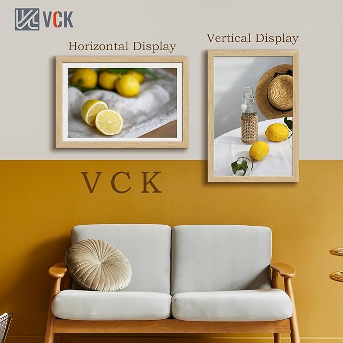 VCK 16x24 Oak Wood Frame for Poster & Picture, Natural Solid Wood Photo Frames 3 Pack, Wall Gallery Frame