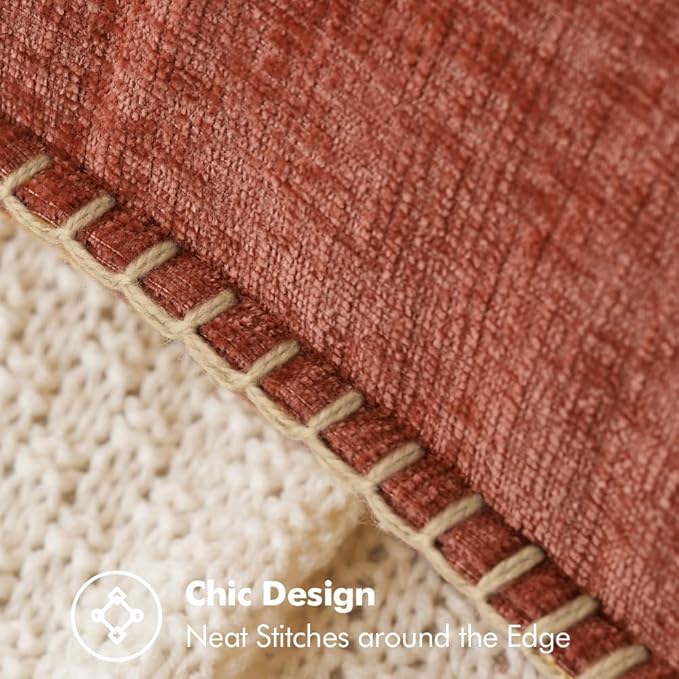 MIULEE Pack of 2 Fall Couch Throw Pillow Covers 12x20 Inch Burnt Orange Farmhouse Decorative Pillow Covers with Stitched Edge Soft Chenille Solid Dyed Pillow Covers for Sofa Bed Living Room