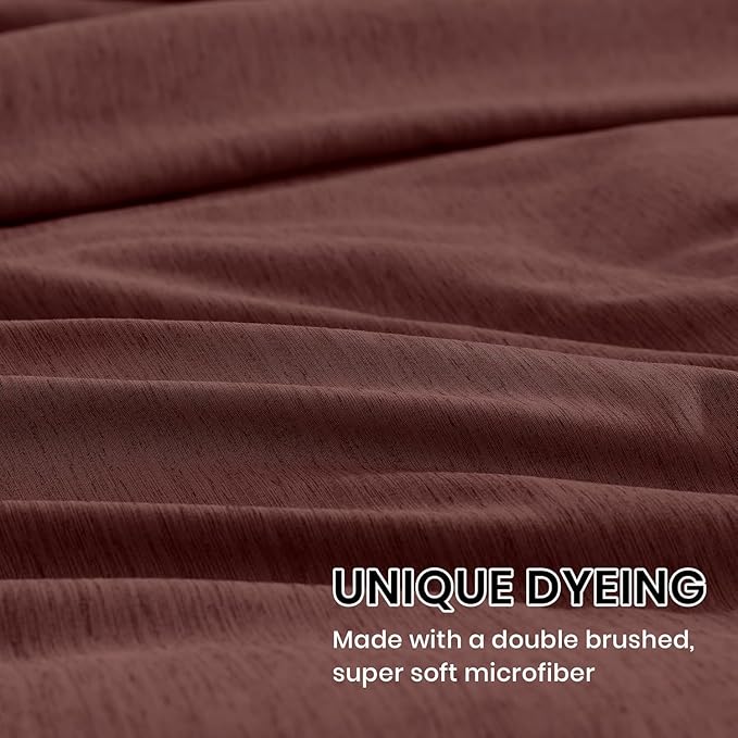 Monbix California King Comforter Set - 7 Pieces Cationic Dyeing Dark Red Bed in a Bag Cal King Bedding Sets with Comforter, Sheets, Pillowcases & Shams, Reversible Bedding Comforters Sets (108 * 92)