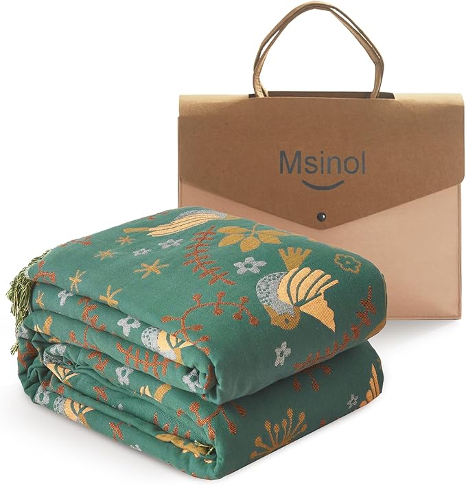 Cotton Throw Blanket Ultra Soft Bed Throw Reversible Queen Size Blanket for Bed Farmhouse Decor Sofa Cover Multifunctional use (60"x80",01-Cute Bird)