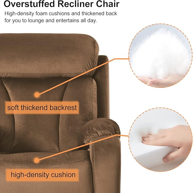 Power Lift Chair Recliners for Elderly, Modern Adult Power Lift Recliner, Velvet Upholstery Electric Lift Chair Recliner with Side Pocket for Living Room (Brown)