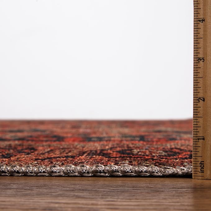 Keen Home Design 4x6 Rug - Machine Washable Area Rug with Non-Slip Backing, Ideal for Living Room, Dining Room, Bedroom - Vintage, Easy Clean, Durable, Low Pile Rug - (4' x 6')