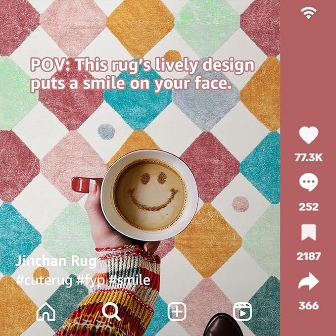 jinchan Area Rug 3x5 Kids Washable Indoor Floor Cover Non-Slip Modern Soft Rug Elementary School Classroom Colorful Diamond Carpet for Nursery Playroom Daycare Bedroom Living Room Confetti on Cream