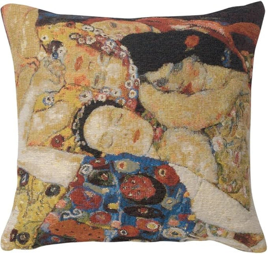 C Charlotte Home Furnishings Inc Virgin Faces Belgian Cushion Cover | Pure Cotton Decorative Cushion Case | Cushion Cover for Indoor Use | 17x17 Inch Cushion Cover for Living Room I by Gustav Klimt