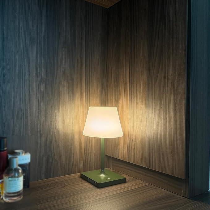 LED Cordless Table lamp Rechargeable,Outdoor Battery Operated Portable Desk lamp,Shower lamp Waterproof,4000mAh LED 3 Colors Dimmable Touch Night Lamps-Green