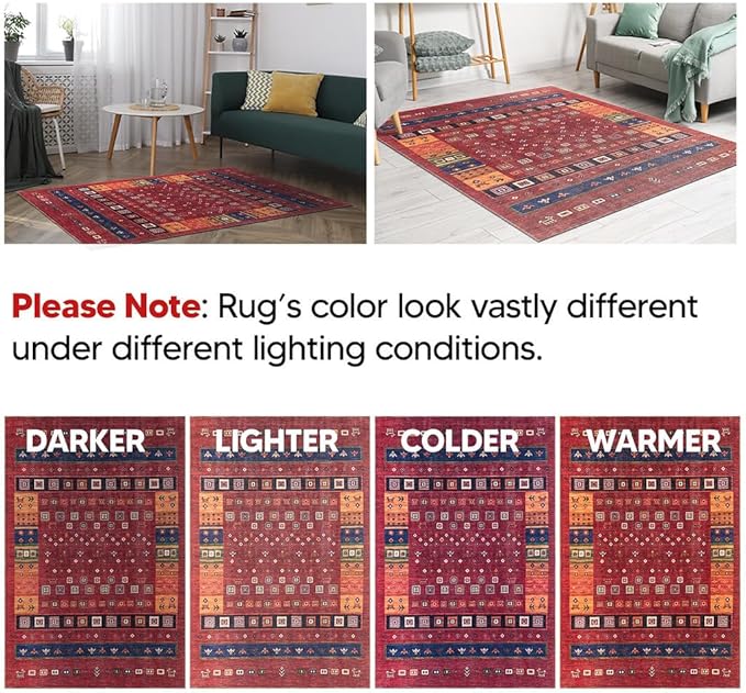 Keen Home Design 2x12 Rug - Machine Washable Runner Rug with Non-Slip Backing, Ideal for Hallway, Entryway, Kitchen, Laundry Room - Vintage, Easy Clean, Durable, Low Pile - (2'6" x 12')