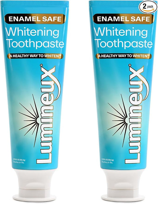 Lumineux Teeth Whitening Toothpaste 2 Pack Peroxide Free Enamel Safe for Sensitive Whiter Teeth, Fluoride Free, No Alcohol, Artificial Colors, SLS Free Dentist Formulated - 3.75 Oz